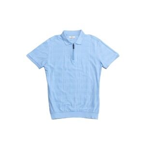 Brioni Men's 1/3 Zip Polo Shirt – Light Blue – 100% Cotton – Size M